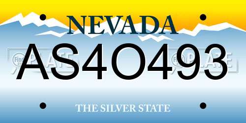 AS4O493 Nevada License Plate