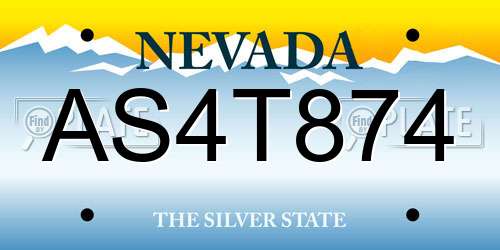 AS4T874 Nevada License Plate