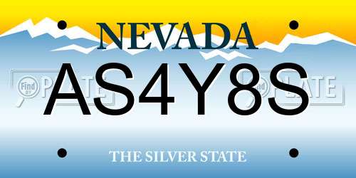 AS4Y8S Nevada License Plate