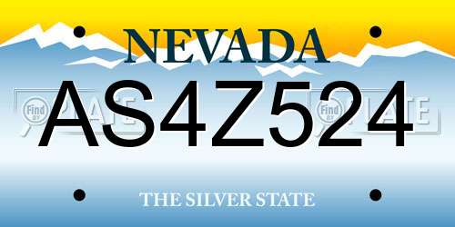 AS4Z524 Nevada License Plate
