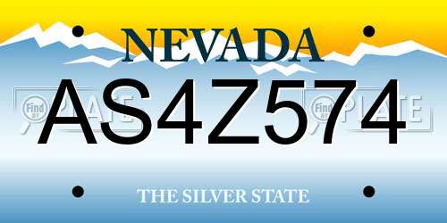 AS4Z574 Nevada License Plate