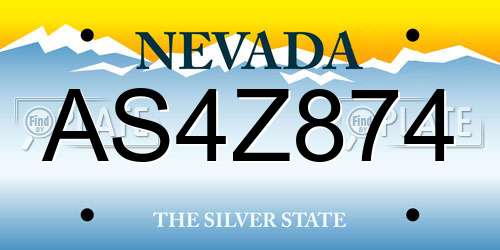 AS4Z874 Nevada License Plate