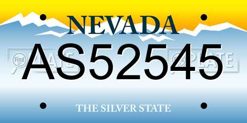 AS52545 Nevada License Plate