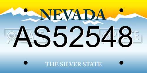 AS52548 Nevada License Plate