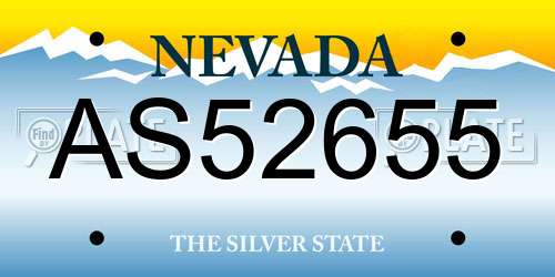 AS52655 Nevada License Plate