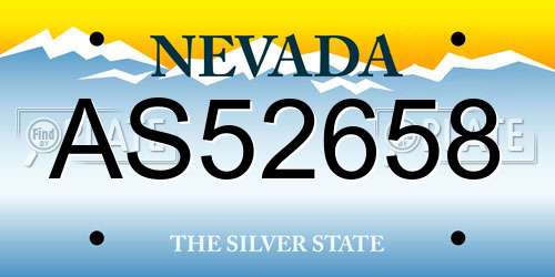 AS52658 Nevada License Plate