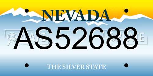 AS52688 Nevada License Plate