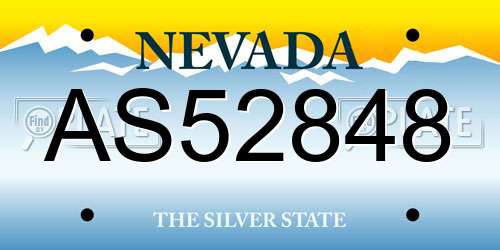 AS52848 Nevada License Plate