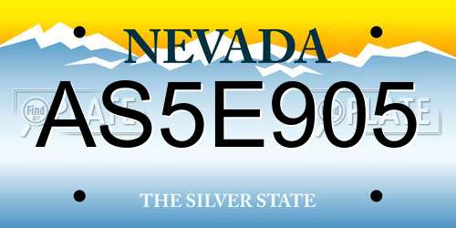AS5E905 Nevada License Plate