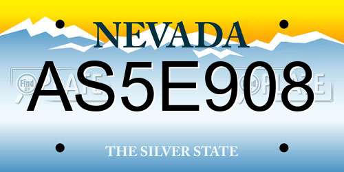 AS5E908 Nevada License Plate