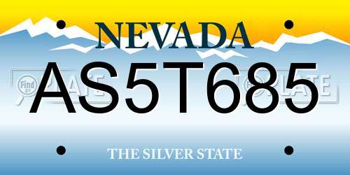 AS5T685 Nevada License Plate