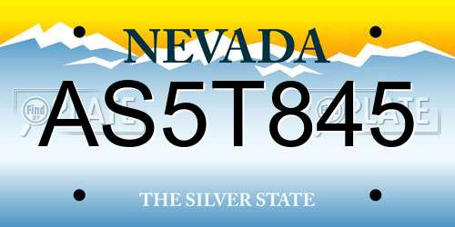 AS5T845 Nevada License Plate