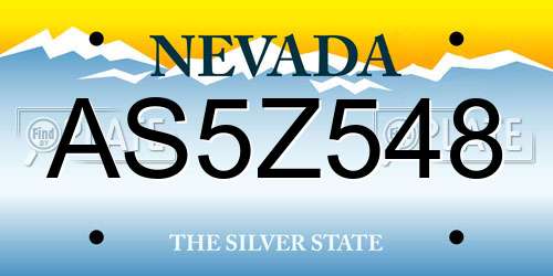 AS5Z548 Nevada License Plate