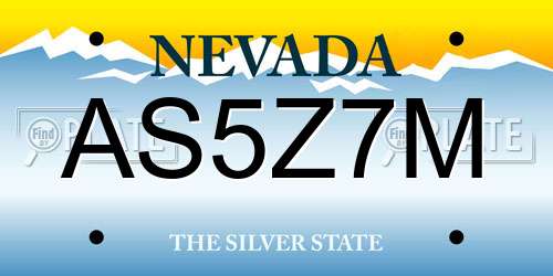 AS5Z7M Nevada License Plate