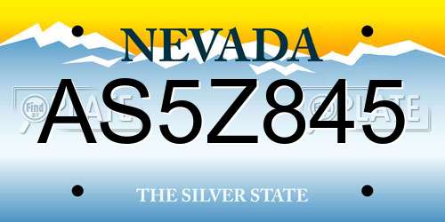 AS5Z845 Nevada License Plate