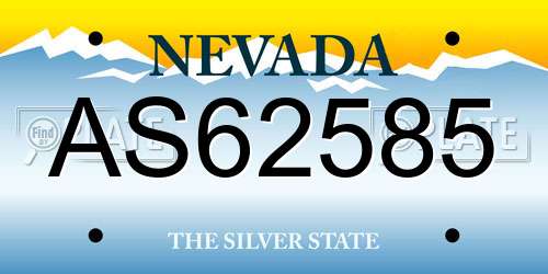 AS62585 Nevada License Plate