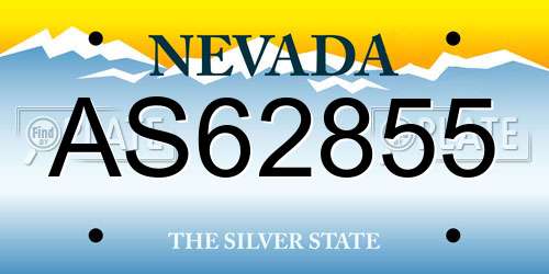 AS62855 Nevada License Plate