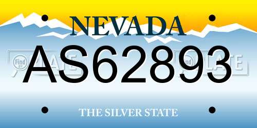 AS62893 Nevada License Plate