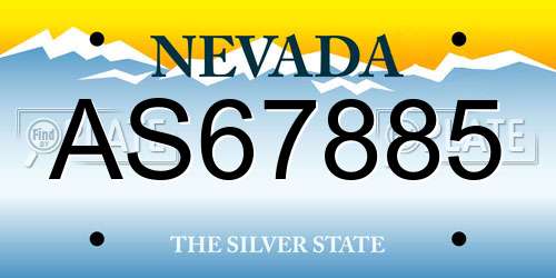 AS67885 Nevada License Plate