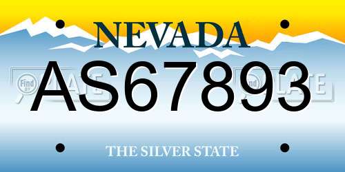 AS67893 Nevada License Plate