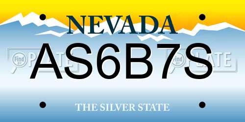AS6B7S Nevada License Plate