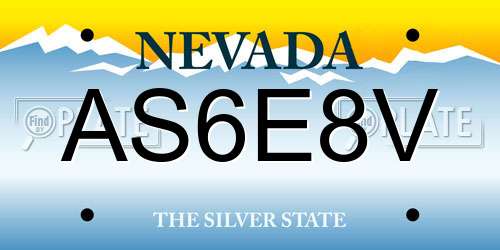 AS6E8V Nevada License Plate