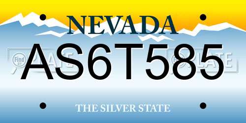 AS6T585 Nevada License Plate