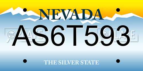 AS6T593 Nevada License Plate