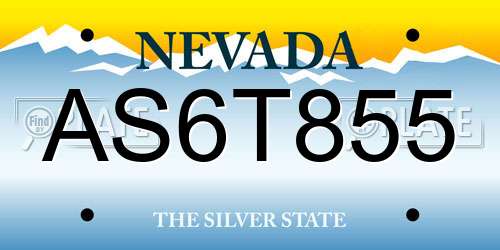 AS6T855 Nevada License Plate
