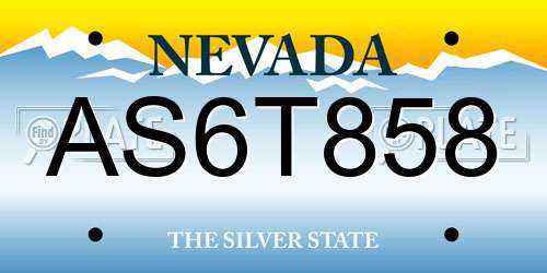 AS6T858 Nevada License Plate
