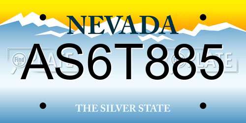 AS6T885 Nevada License Plate