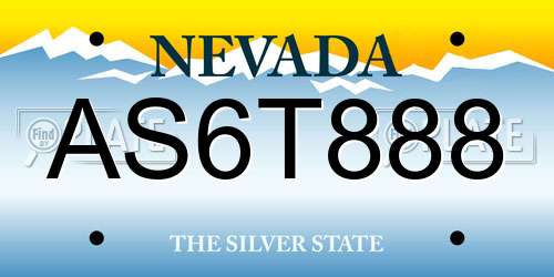 AS6T888 Nevada License Plate