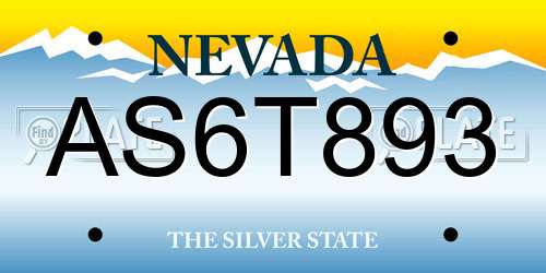 AS6T893 Nevada License Plate