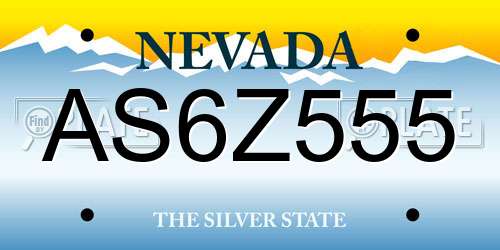 AS6Z555 Nevada License Plate