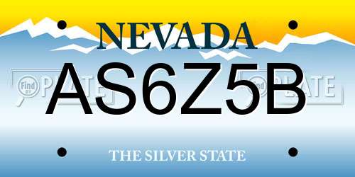 AS6Z5B Nevada License Plate