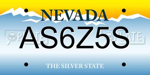 AS6Z5S Nevada License Plate