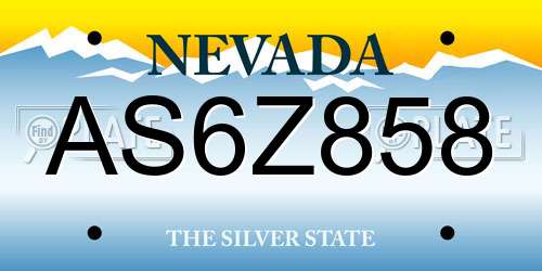 AS6Z858 Nevada License Plate