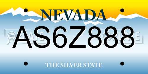 AS6Z888 Nevada License Plate