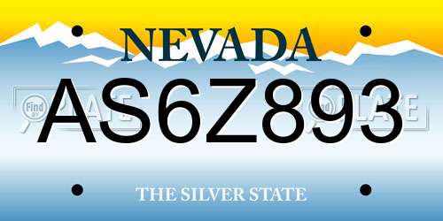 AS6Z893 Nevada License Plate
