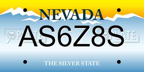 AS6Z8S Nevada License Plate