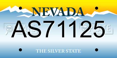 AS71125 Nevada License Plate