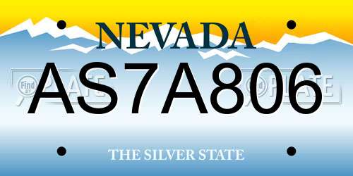 AS7A806 Nevada License Plate