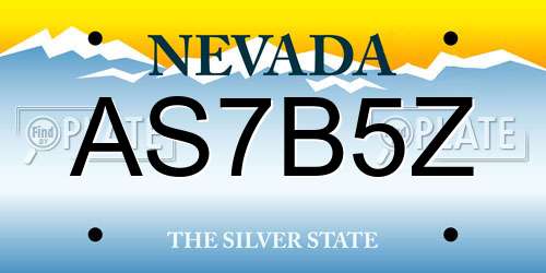 AS7B5Z Nevada License Plate