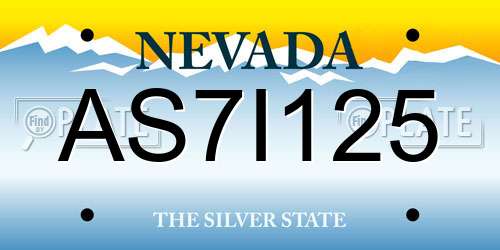 AS7I125 Nevada License Plate