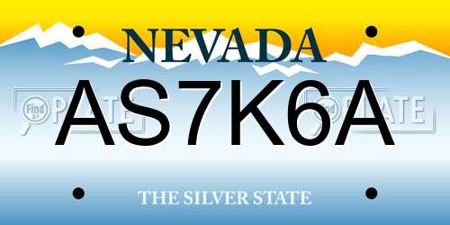 AS7K6A Nevada License Plate