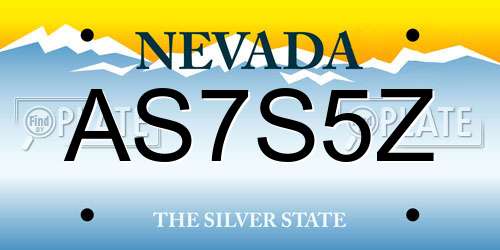 AS7S5Z Nevada License Plate