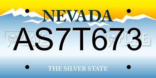 AS7T673 Nevada License Plate