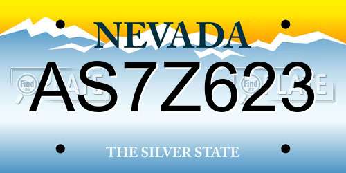 AS7Z623 Nevada License Plate