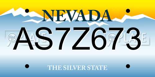 AS7Z673 Nevada License Plate