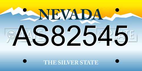 AS82545 Nevada License Plate